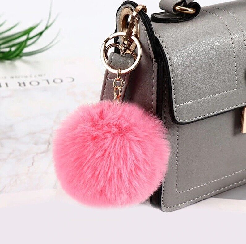 Soft Keychain Faux Rabbit Fluffy Fur Pom Handbag Pendant (16 Colours)