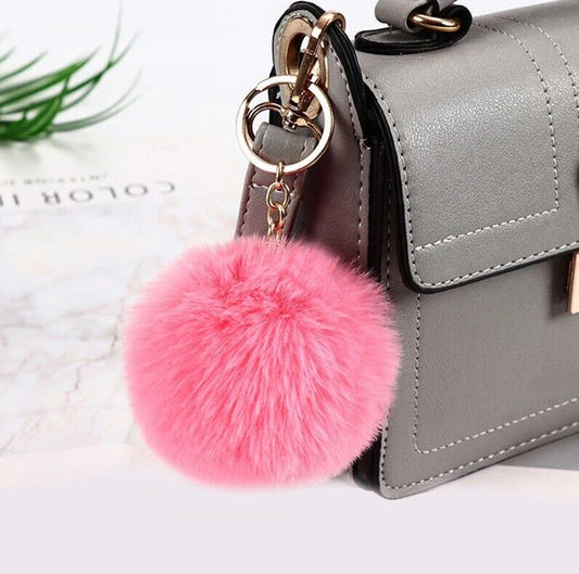 Soft Keychain Faux Rabbit Fluffy Fur Pom Handbag Pendant (16 Colours)