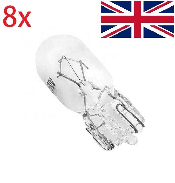 8x 501 SIDE LIGHT PUSH IN CAR CAPLESS NUMBER PLATE BULBS W5W 12V 5W