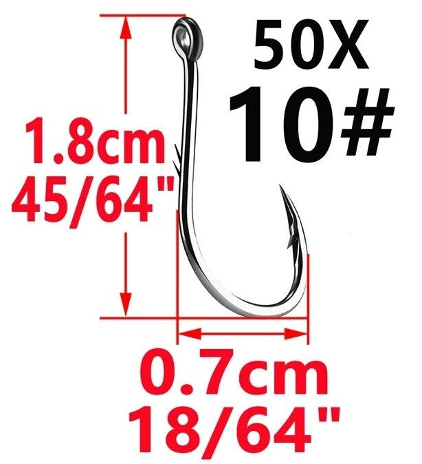 5x High Carbon Steel Fishing Hooks  Sea Worm Carp 10 Different Sizes