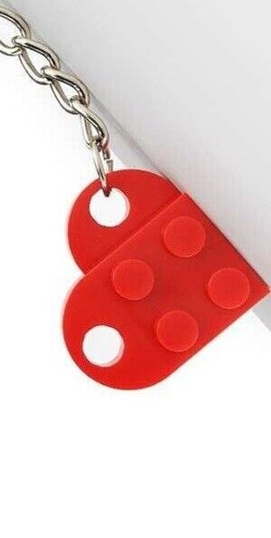 Bricks Keychain for Couples Valentine's Day Gift Present Love Heart Keyring 