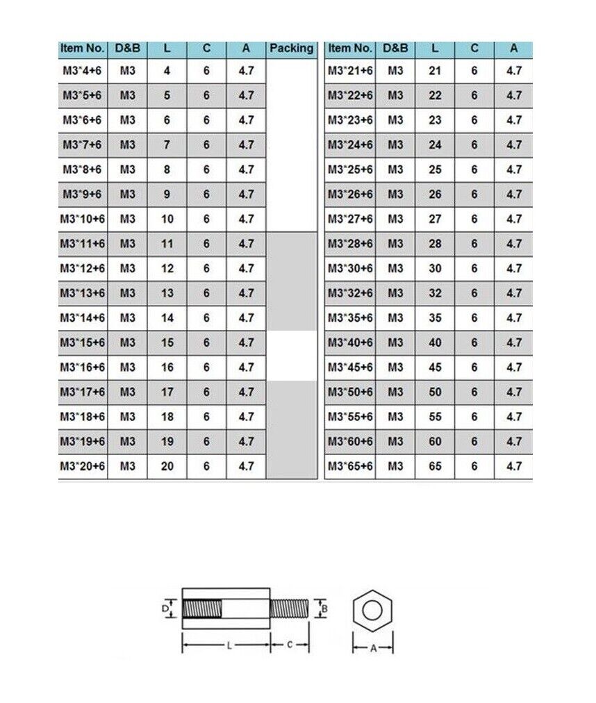 M3 PC Computer Standoff Spacer Male to Female Brass Hex PCB 6mm