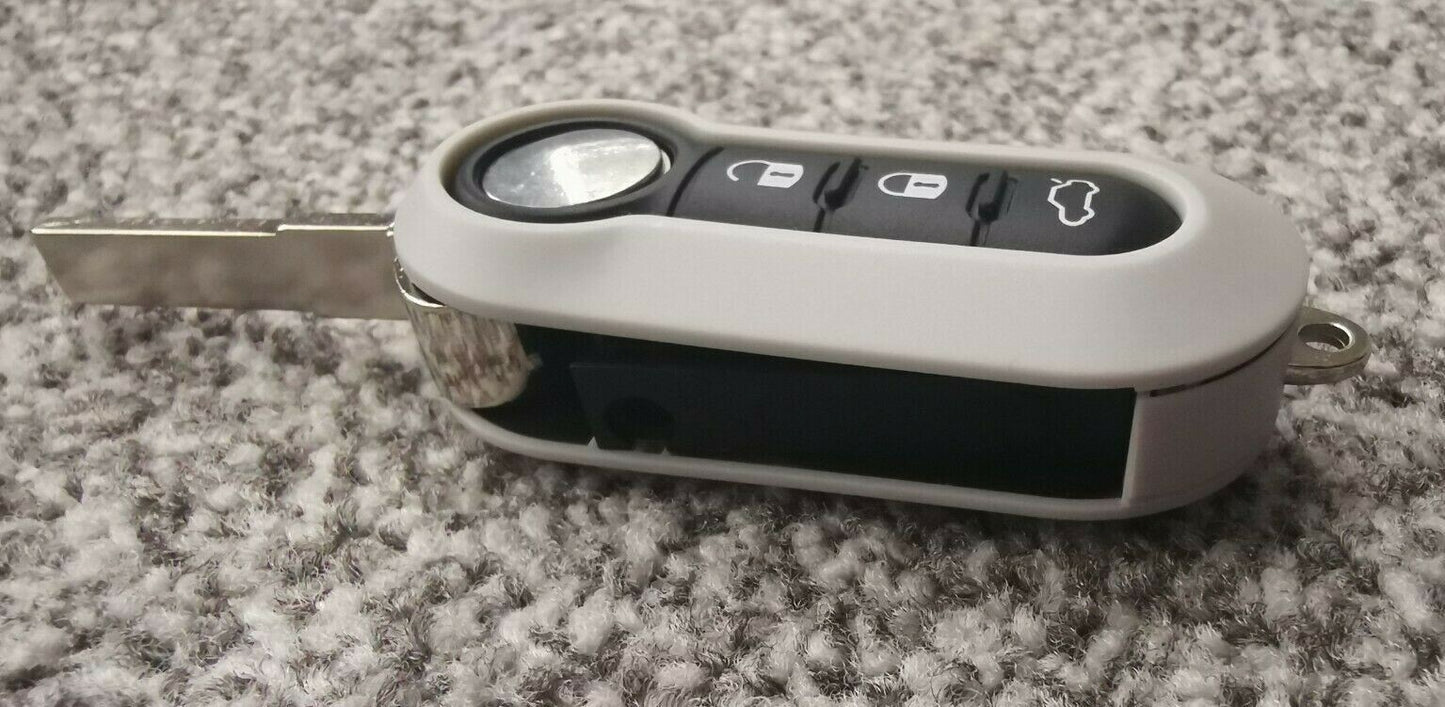 Grey 3 Button Remote Key Shell fits Fiat 500 Abarth Panda Brava Punto Stilo