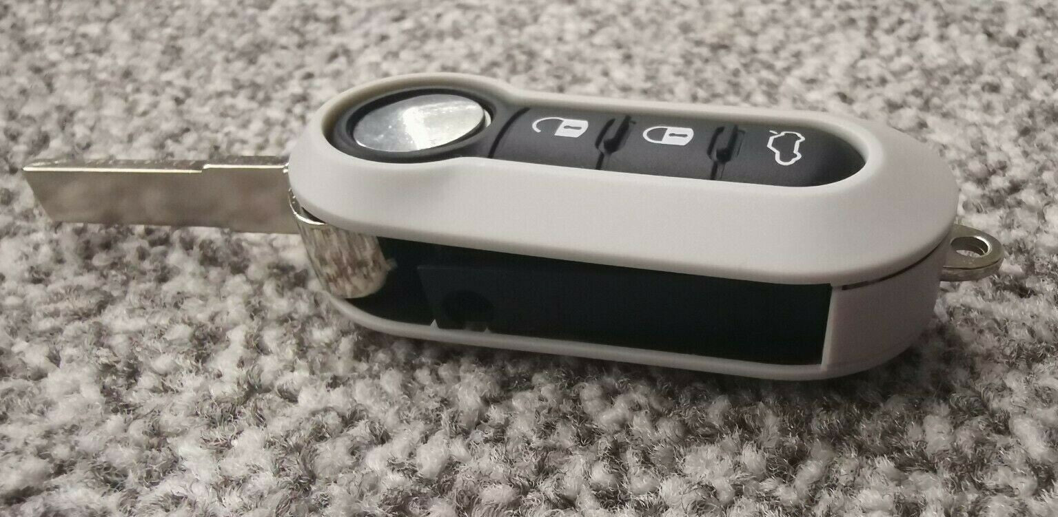 Grey 3 Button Remote Key Shell fits Fiat 500 Abarth Panda Brava Punto Stilo