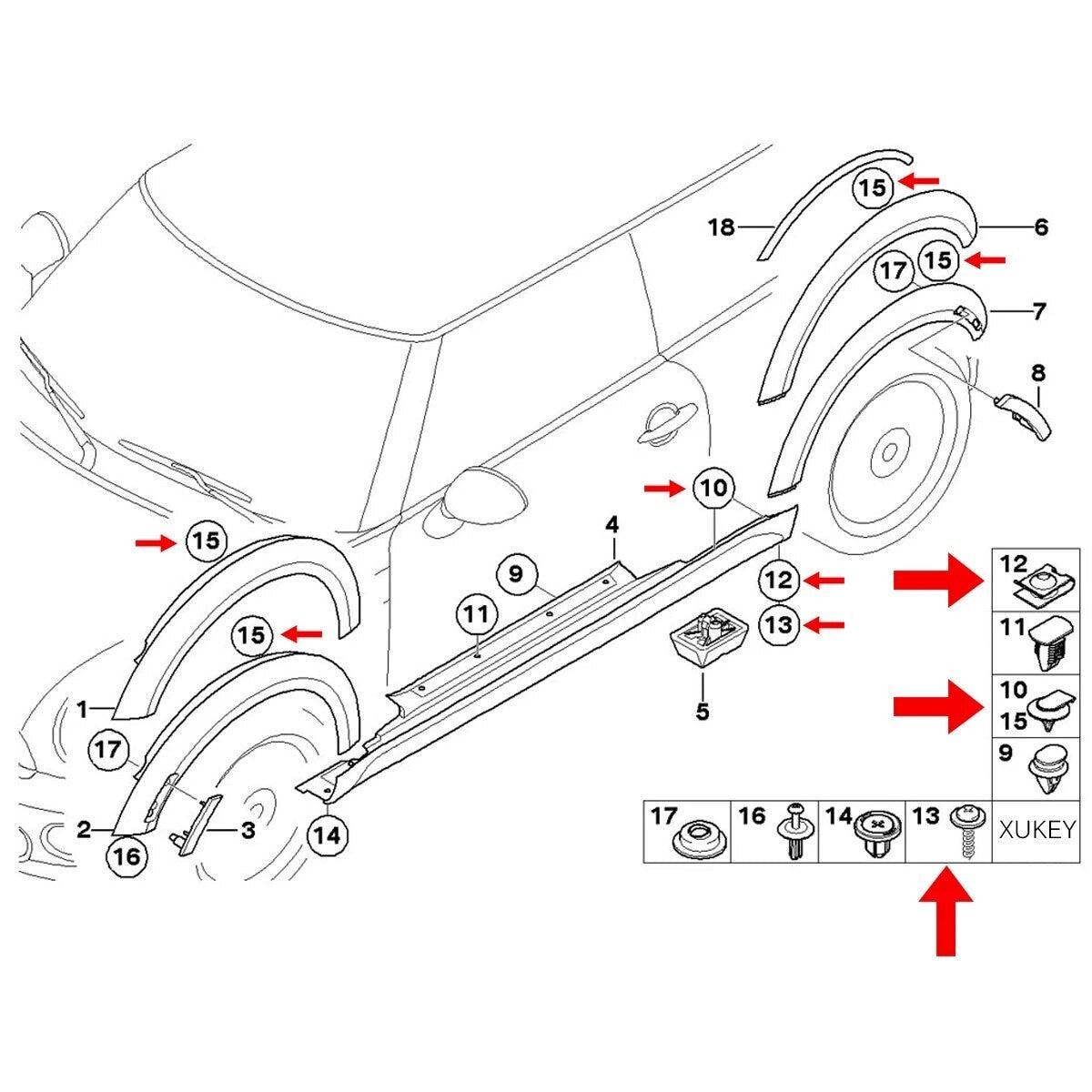 40pcs Set Chassis Engine Guard Metal Nut/Screw Washers U-shape Clips for BMW