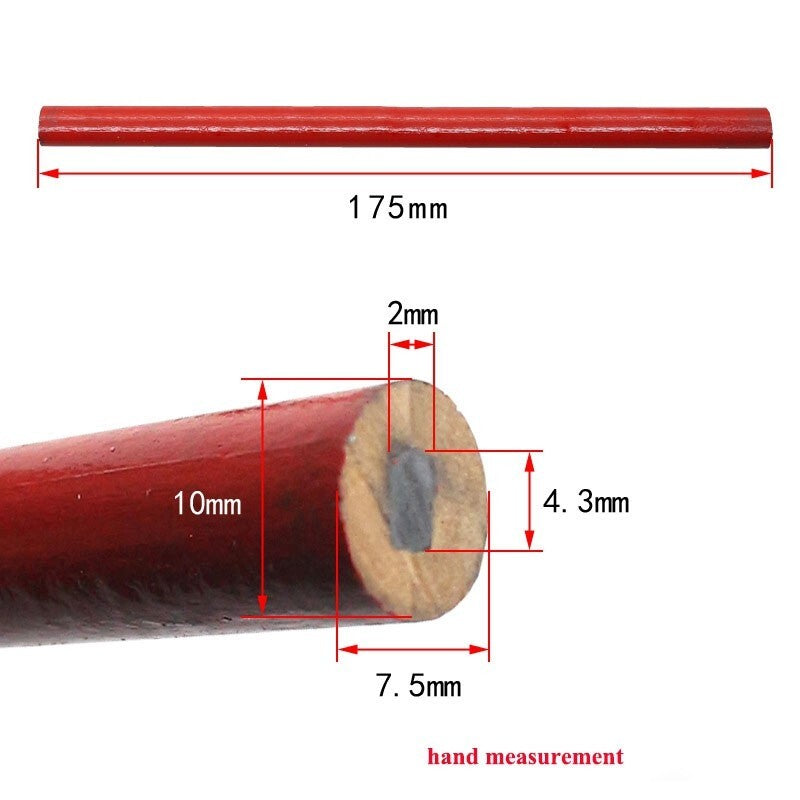 1x Carpenter's Pencil Thick Core Black Pen Oval Special Marking Pen with Scale