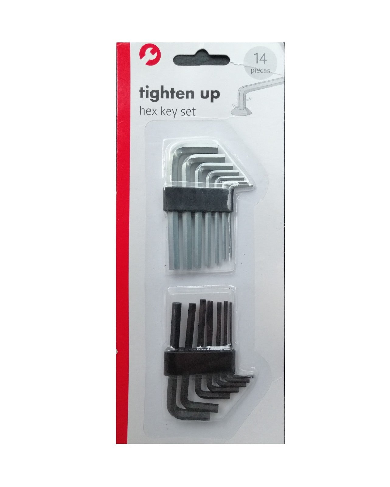 14pcs Set of Allen Key Set L Shaped Silver and Black Finishing