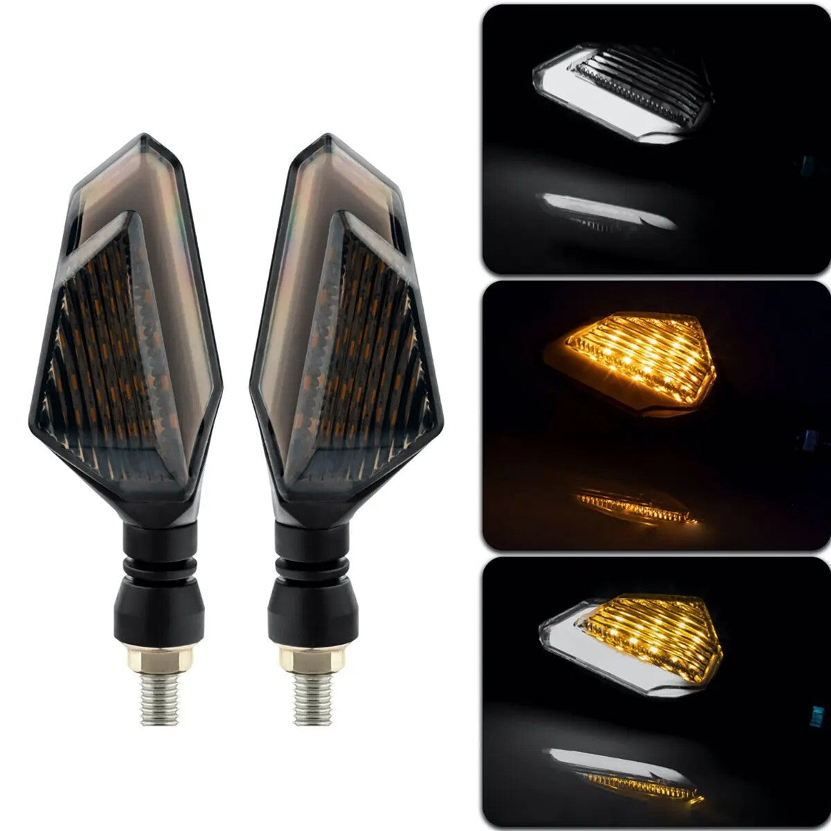 2x Universal Motorcycle Turn Signals Amber Blinkers Indicators Super Bright