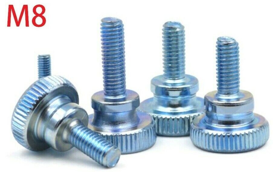 M8 10-50mm Carbon Steel Manual Adjustment Knurled Thumb Screws with Collar Head