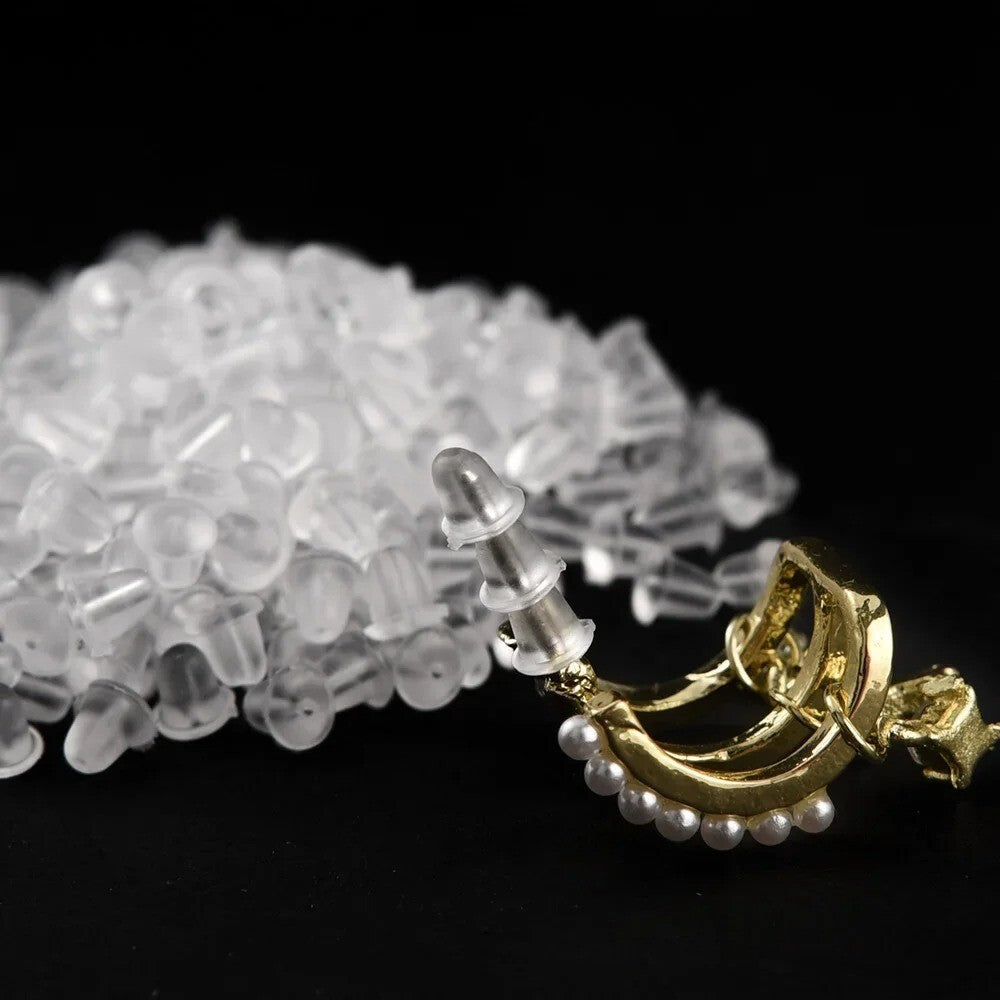 1000pcs Transparent Silicone Rubber Earring Clasp Ear Nut Plugging Earring Back