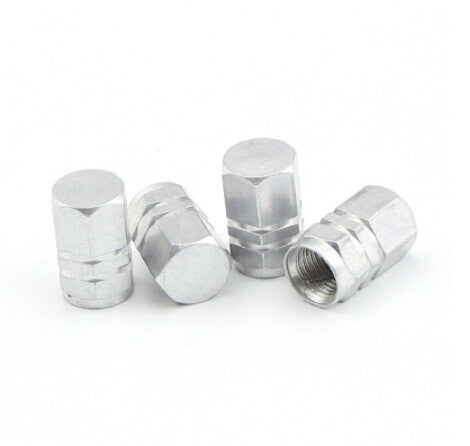4x Car Tyre Valve Dust Caps for Car Van Motorcycle Bmx Metal Silver Colour