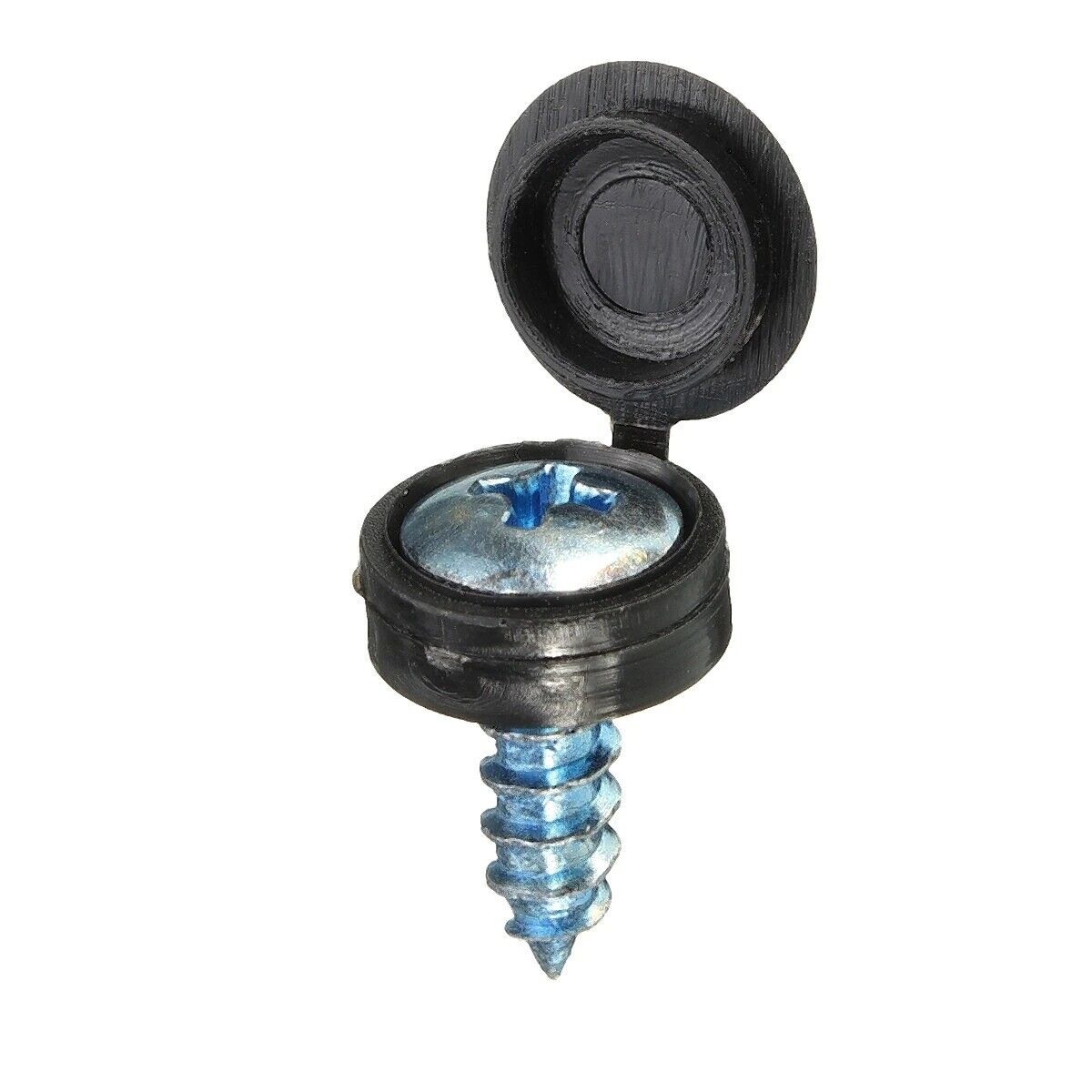 4x Number Plate Tapping Fitting Screws with Caps for Cars Vans