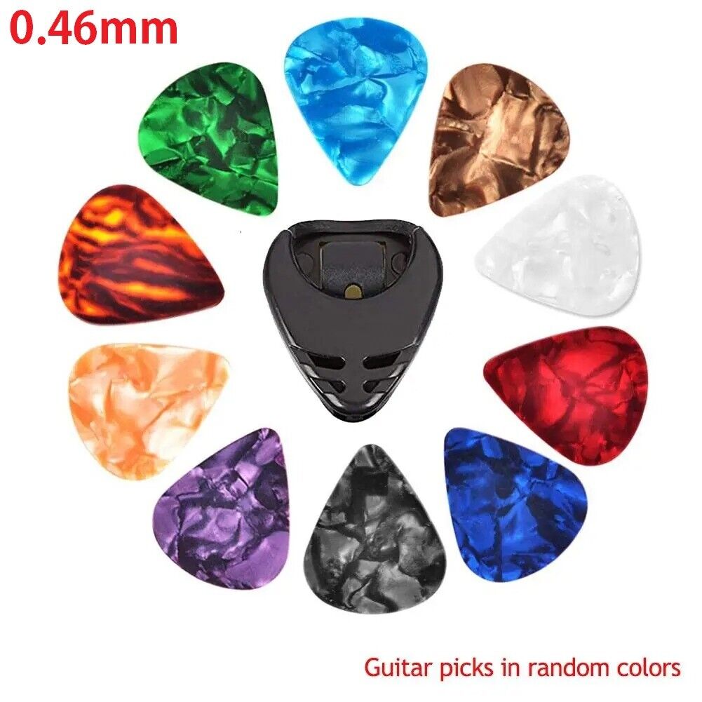 10Pcs Guitar Picks & Guitar Pick Holder Set for Acoustic Electric Bass Guitar