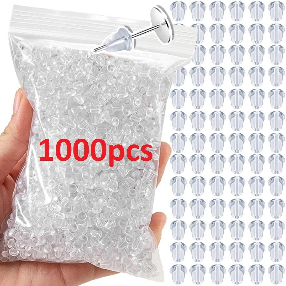 1000pcs Transparent Silicone Rubber Earring Clasp Ear Nut Plugging Earring Back
