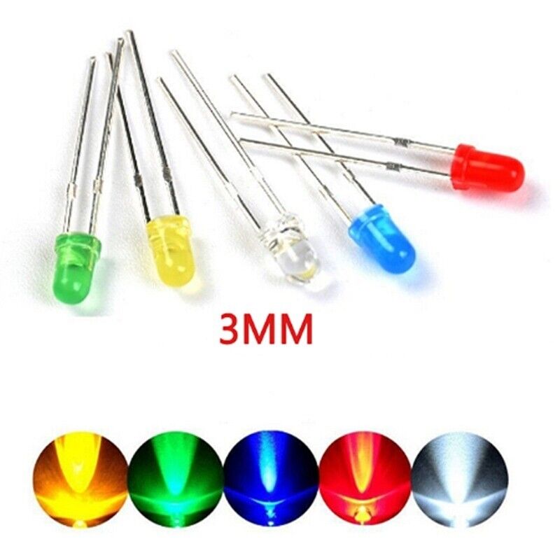 10x 3mm Led Diodes Indicator Lights 5 Colours 