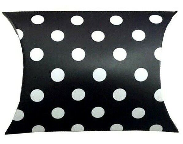 5x Pillow Shape Gift Paper Boxes White Dot for Candy Wedding Party