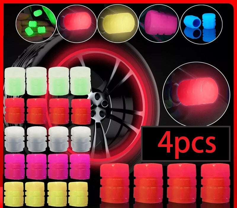 4x Luminous Valve Caps Fluorescent Night Glowing Car Motorcycle Bicycle
