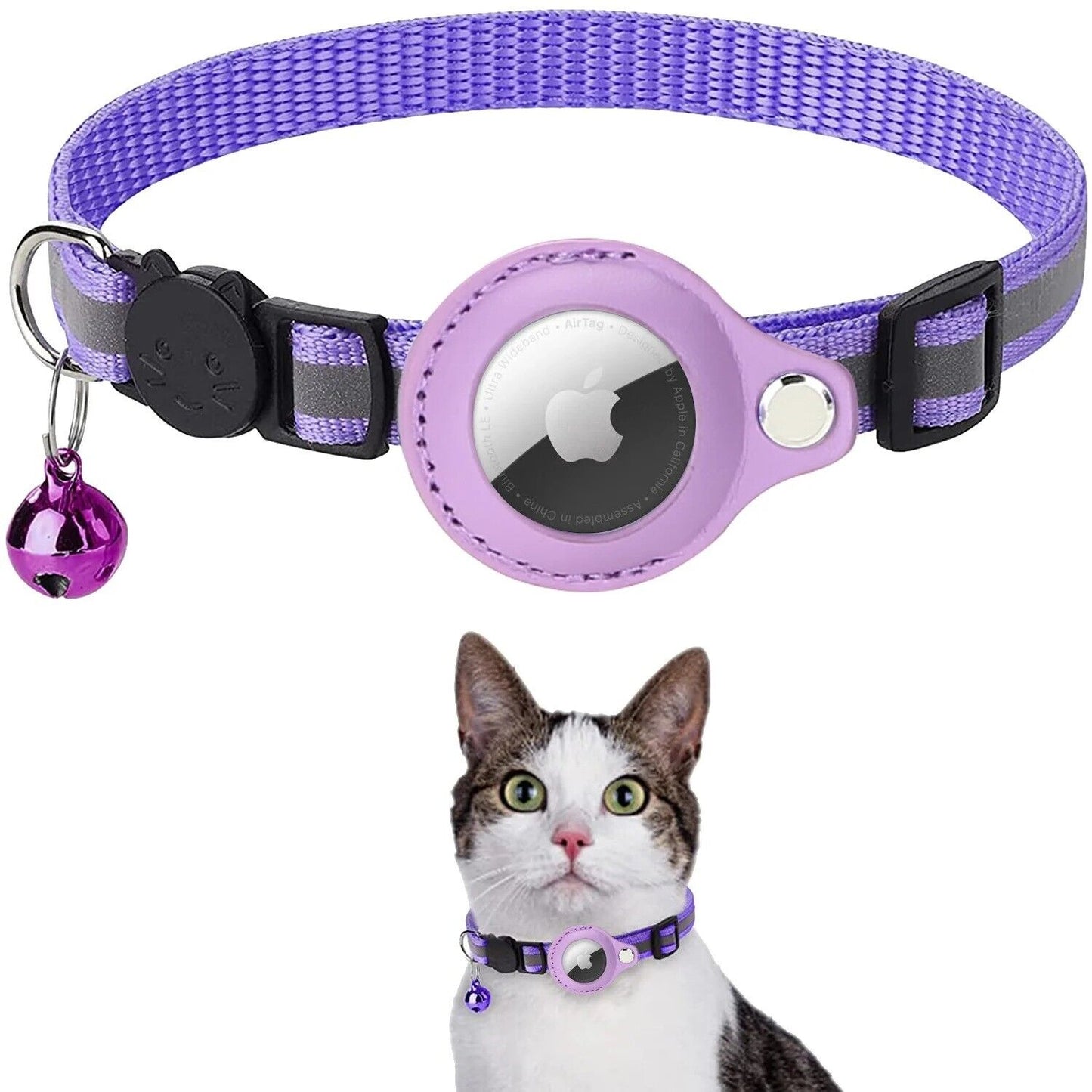 Apple Airtag GPS Case Cat Small Dog Collar with Bell Safety Breakaway Collars