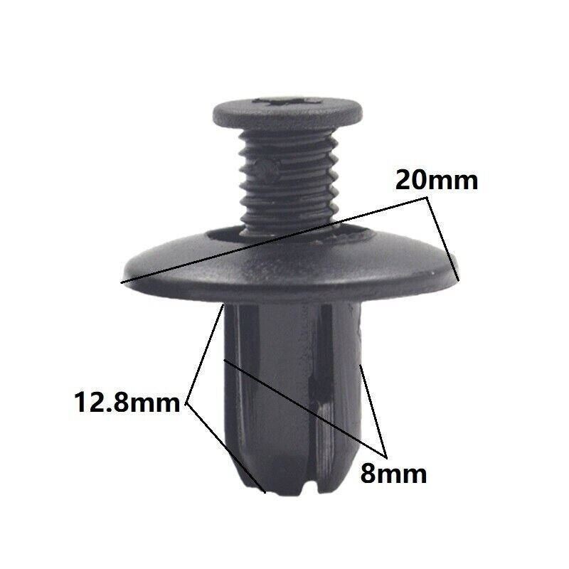 20x 8mm Hole Car Plastic Bumper Door Screw Push In Type Expanding Rivet Clips