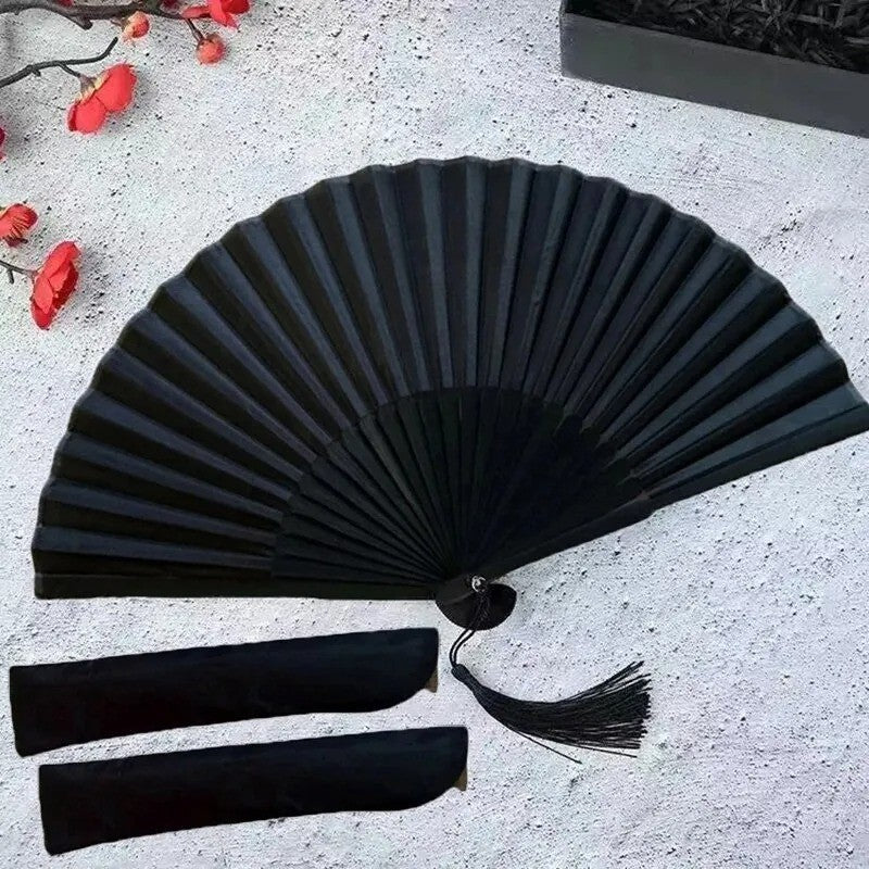 Black Hand Fan Folding Fans Dance Wedding Party Favor Chinese
