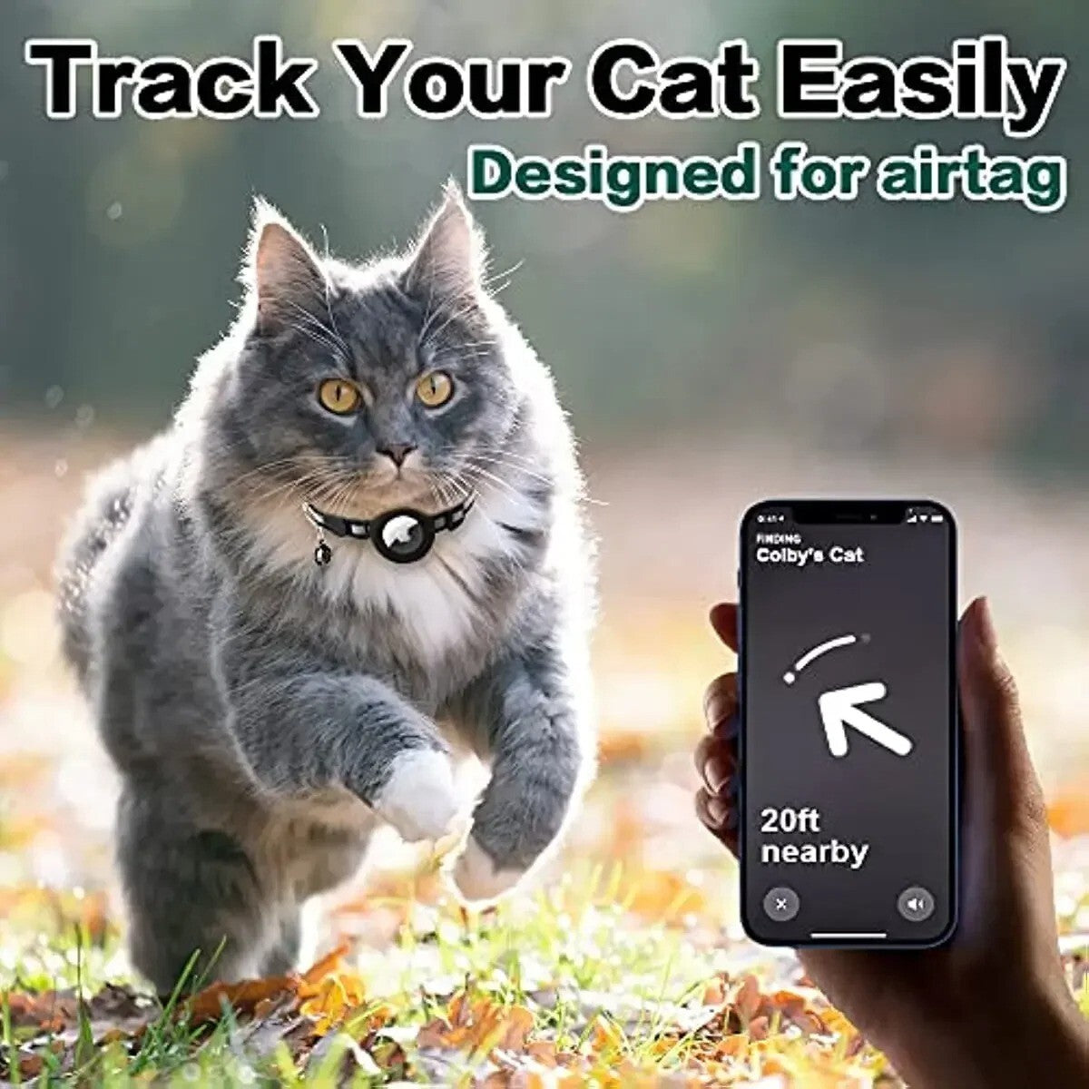 Airtag Cat Collar Breakaway, Reflective Kitten Collar for Apple Air Tag Holder