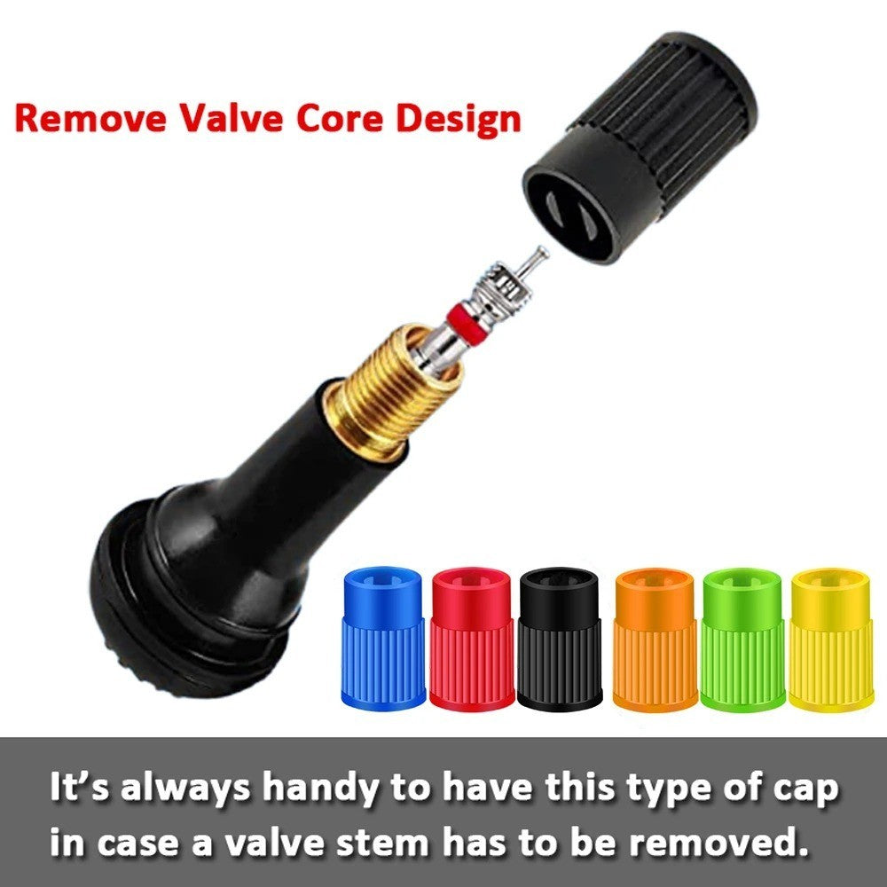 4x Orange Plastic Tyre Valve Caps with Built-in Valve Core Remover Tool