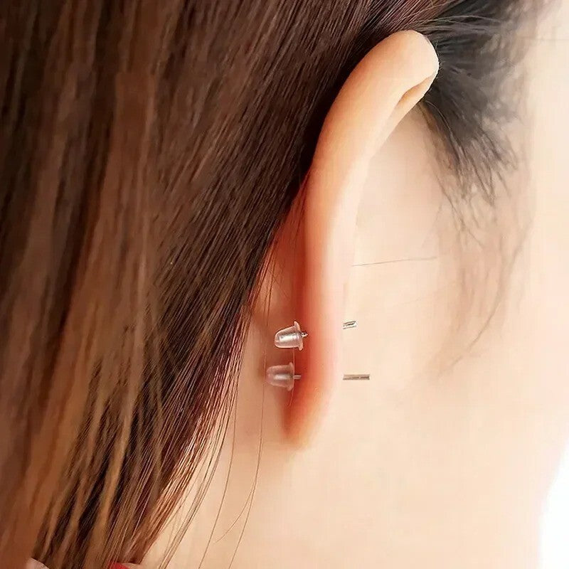 1000pcs Transparent Silicone Rubber Earring Clasp Ear Nut Plugging Earring Back