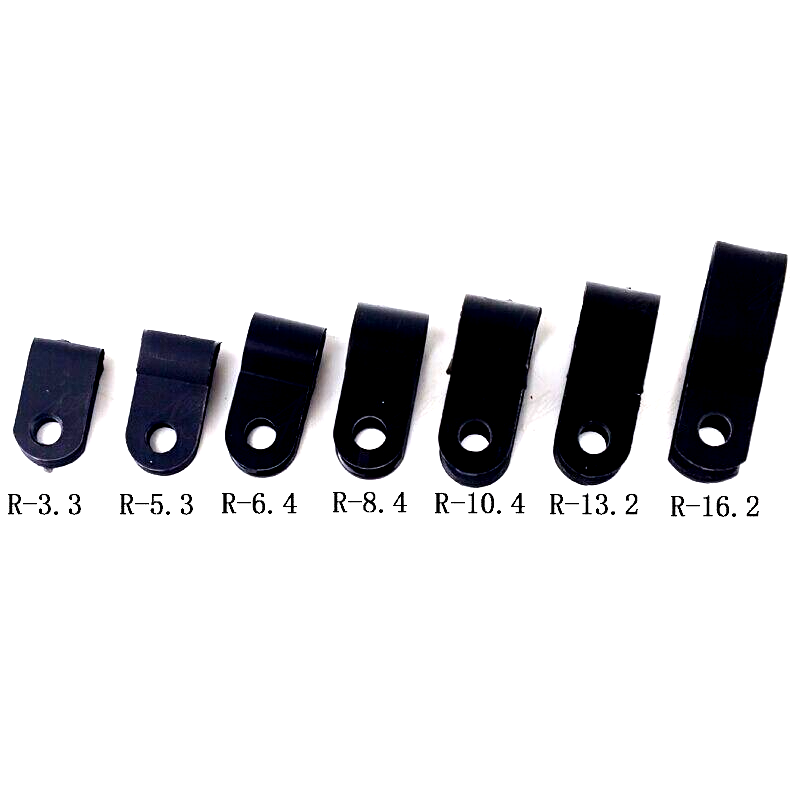 R-Type Nylon Cable Clamps Black Fasteners Cable Clamps (7 Sizes) 