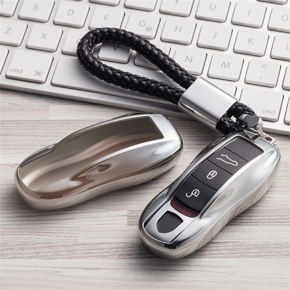 Key Fob Cover Case Protector Keychain for Porsche Panamera Cayenne Macan Cayman