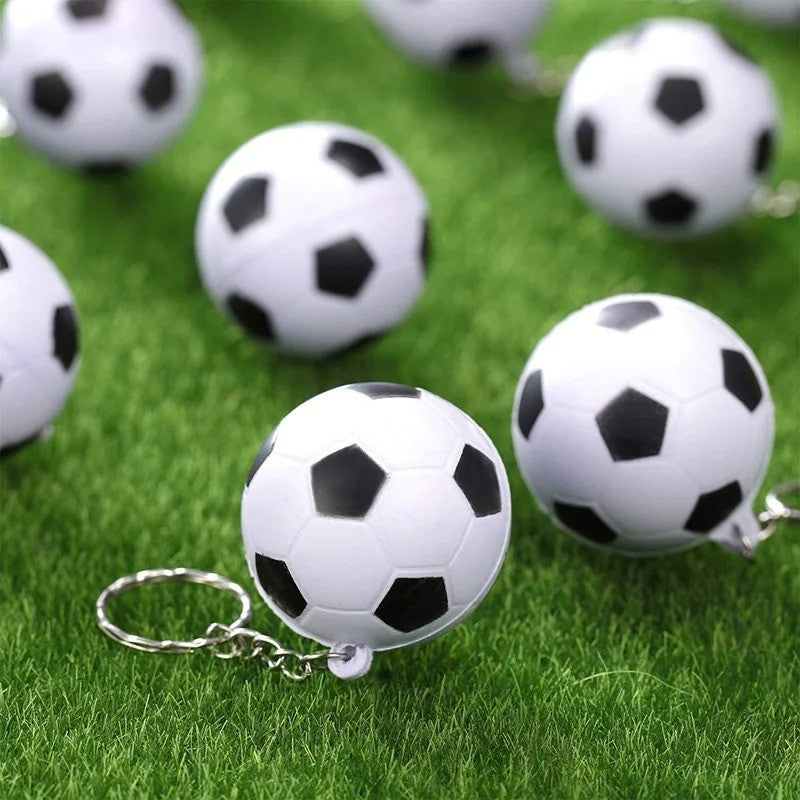 1x Football Soccer Keychain Stress Ball Soft White Colour Keyring