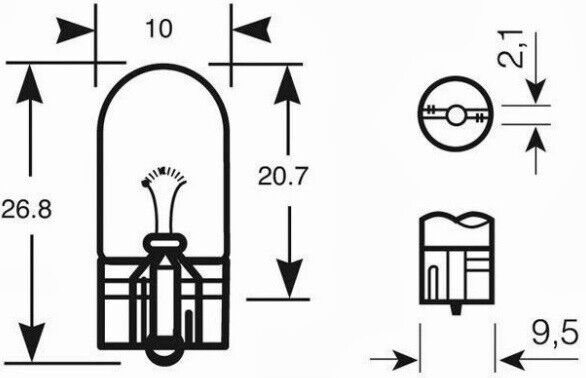 T10 501 CAPLESS SIDE LIGHT BULBS 12V 5W HALOGEN CAR BULBS (10x)