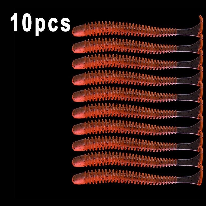 10x Soft Lures Silicone Worms 50mm Baits Jigging Wobblers Fishing Lures