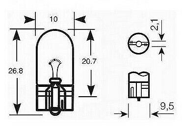 50x CAPLESS SIDE LIGHT PUSH IN CAR NUMBER PLATE BULBS W5W 12V 5W 501