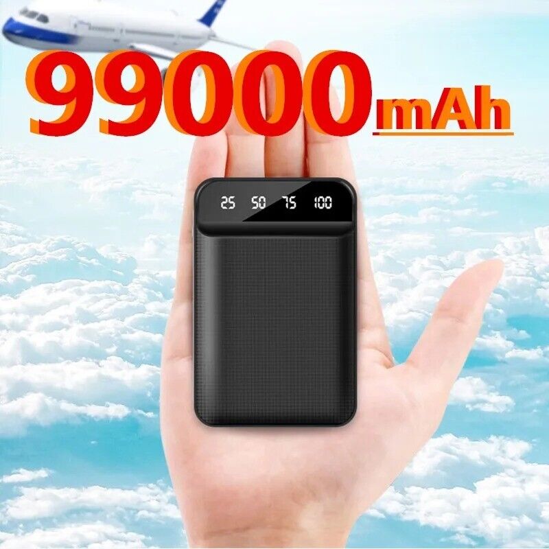 99000mAh Portable Mini Power Bank Digital Display Type-C Micro USB Ports