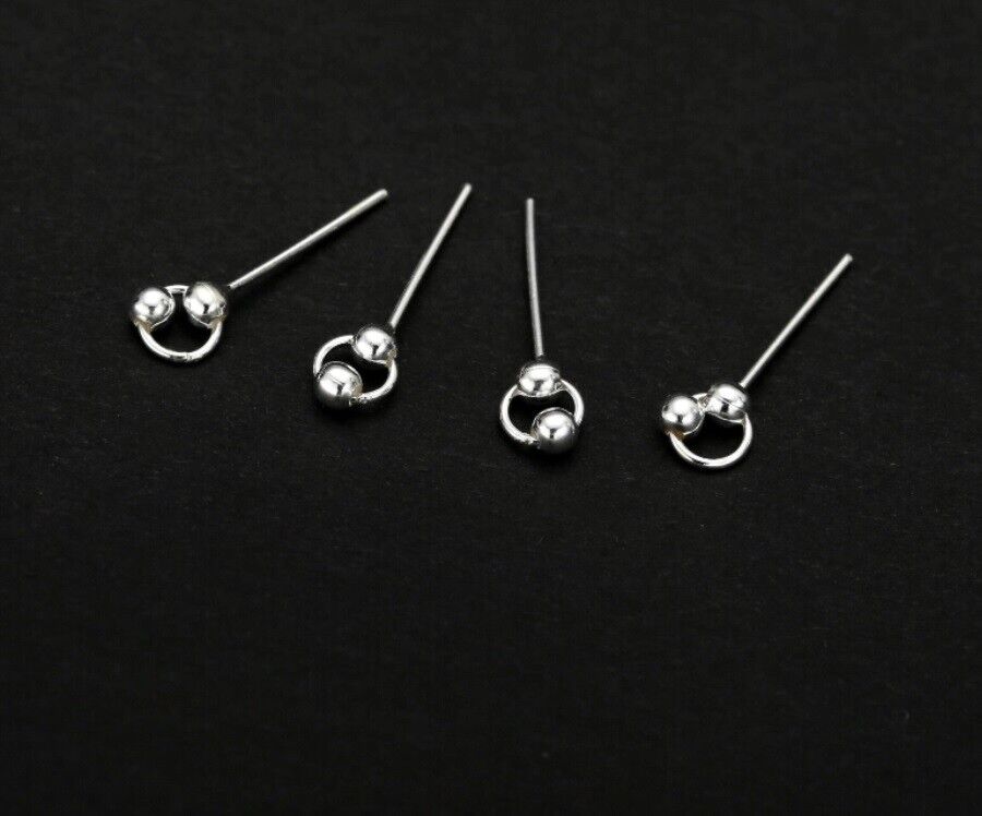 New Double Ball 925 Sterling Silver Indian Nose Stud