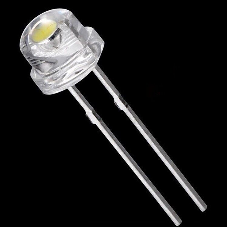 20x 5mm Led Diode Straw Hat Bright White Colour 20000mcd Lamps