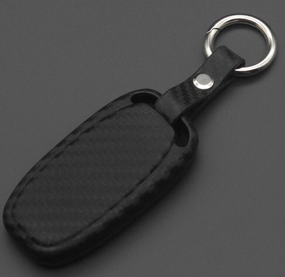 Carbon Fibre Key Case Cover with Keychain for Audi A4 A4L A5 A6 A6L Q5 S5 S7