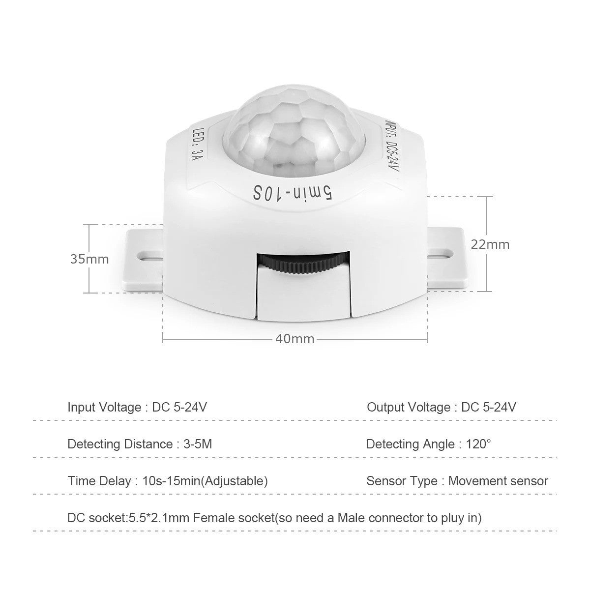 Motion Sensor PIR Light Switch Infrared IR Sensor Detector Switch Time Delay