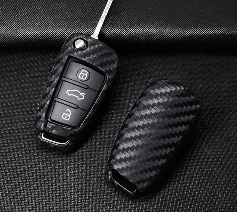 Rubber Carbon Key Case Cover for Audi A3 A4 B7 B6 B8 A6 C5 C6 Q5 Q7 A4L