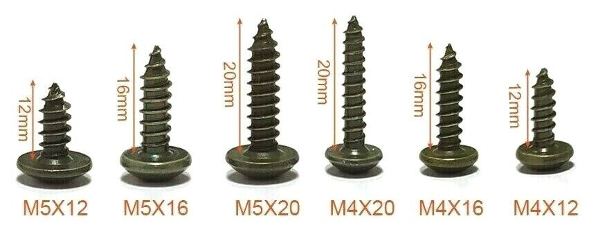 M4 12-20mm M5 12-20mm U Type Self Tapping Motorcycle Car Screws + Metal Retainer