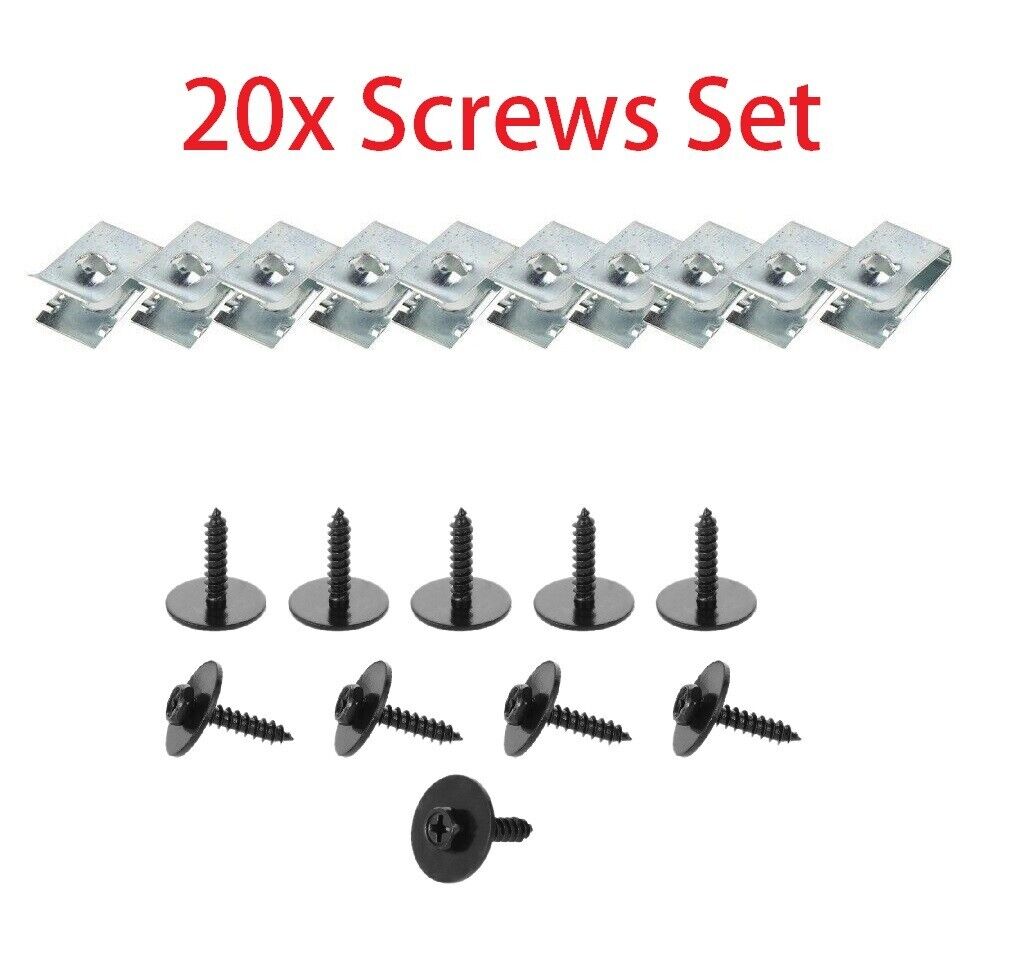 10x Screws + 10x U Clips Engine Cover Undertray Screw Clips for BMW 20pcs Set