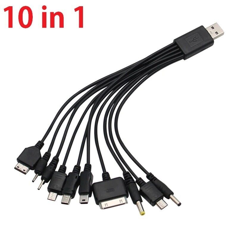 10 to 1 USB to Multi Plug Cell Phone Charger Cable Samsung Xiaomi Huawei Google