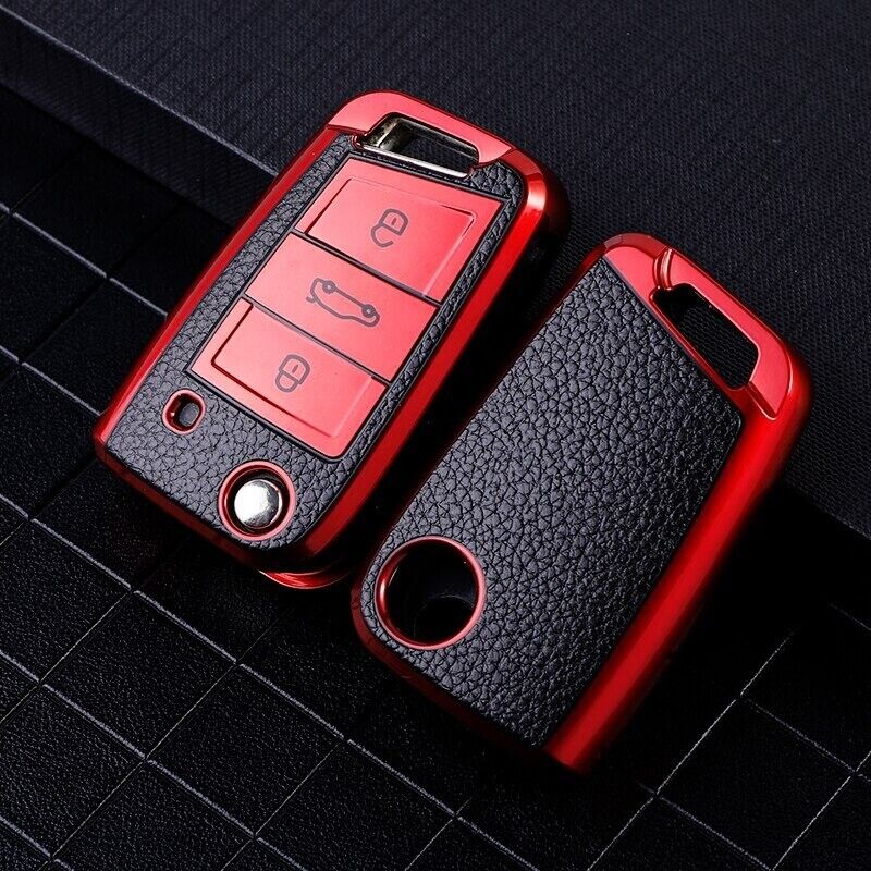 TPU Leather Car Key Cover Case for VW Golf 7 MK7 MK2 Tiguan and Skoda Octavia