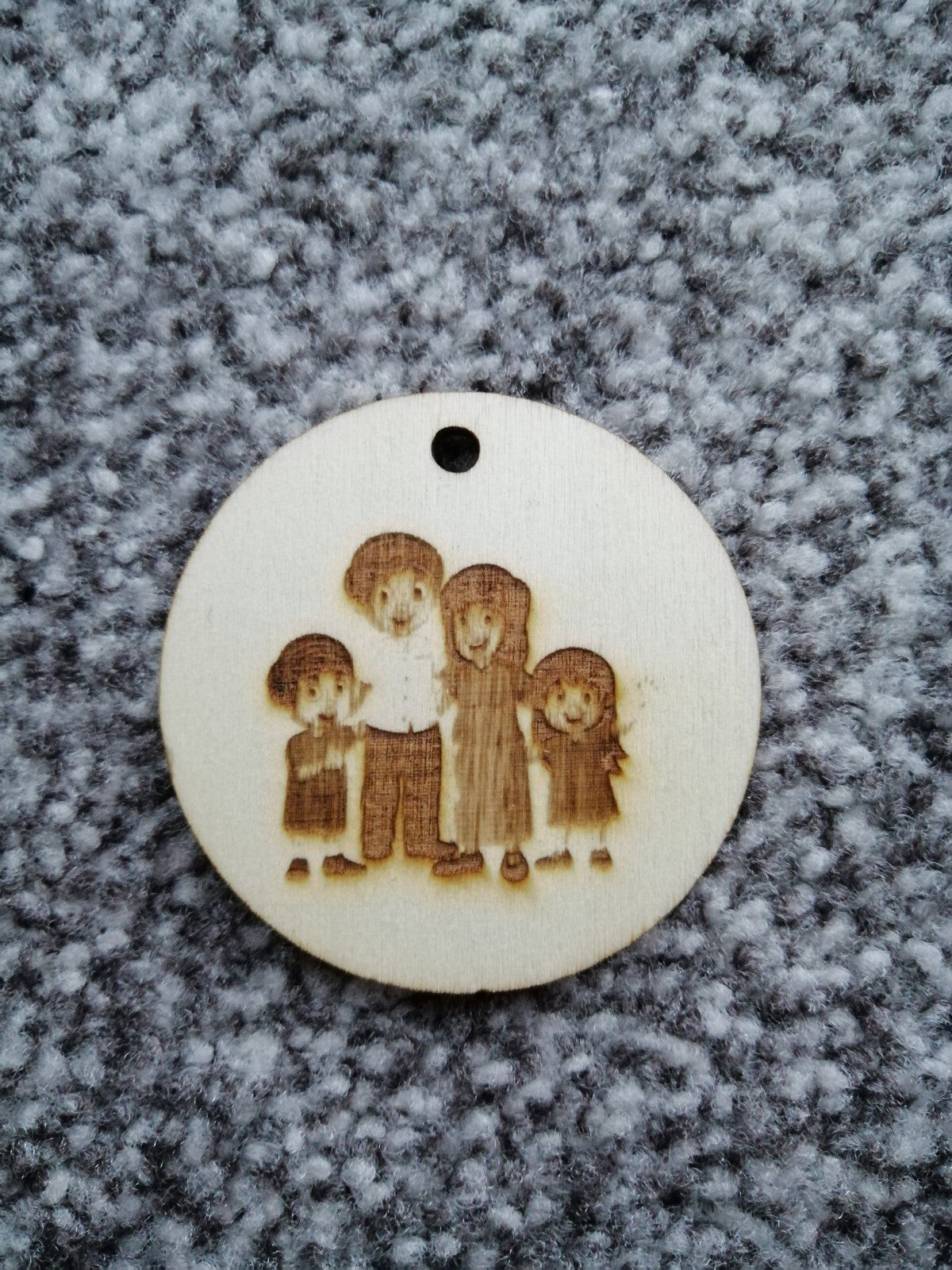 Handmade Personalised Wooden Keyring Keychain Picture or Word Laser Engraved 5cm