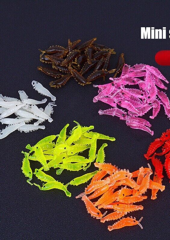 10x Soft Silicone Shrimp Fishing Lures 2.8cm 0.3g Small Light Freshwater Bait