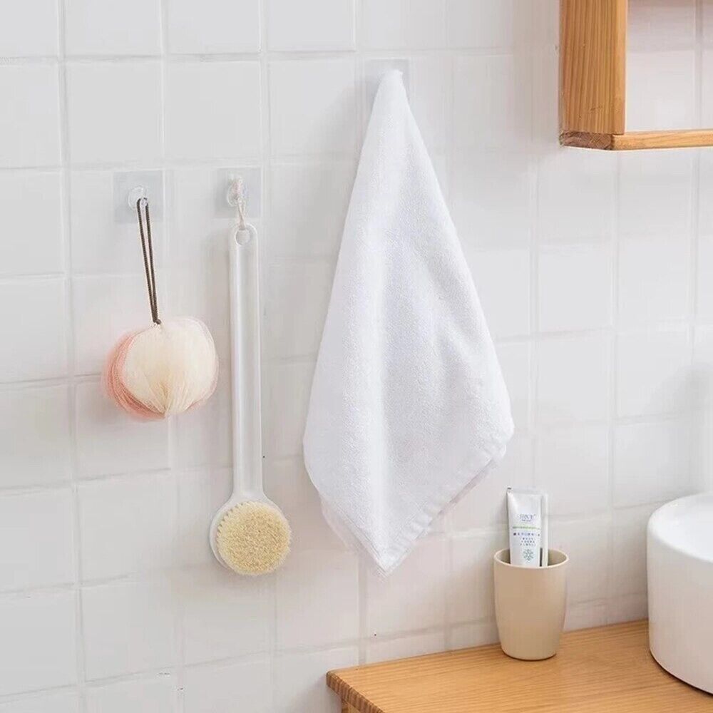 1x Clear Wall Hook Hanger Self Adhesive Door Wall Hanger Bathroom Kitchen Shower