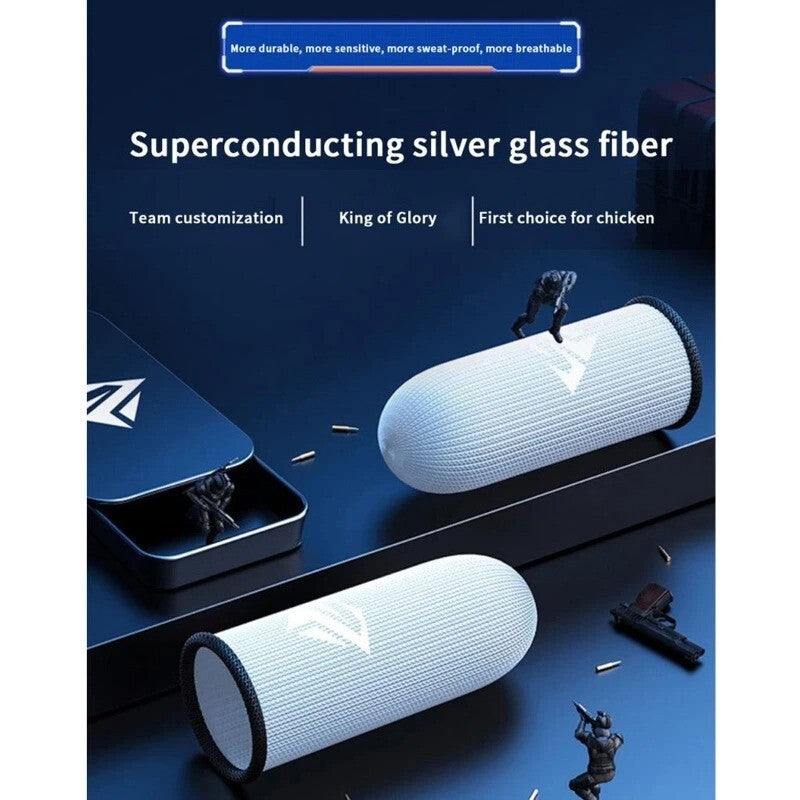 1 Pair Gamer Finger Sleeves Sweatproof Gamer Finger Covers Touch Screen + Case