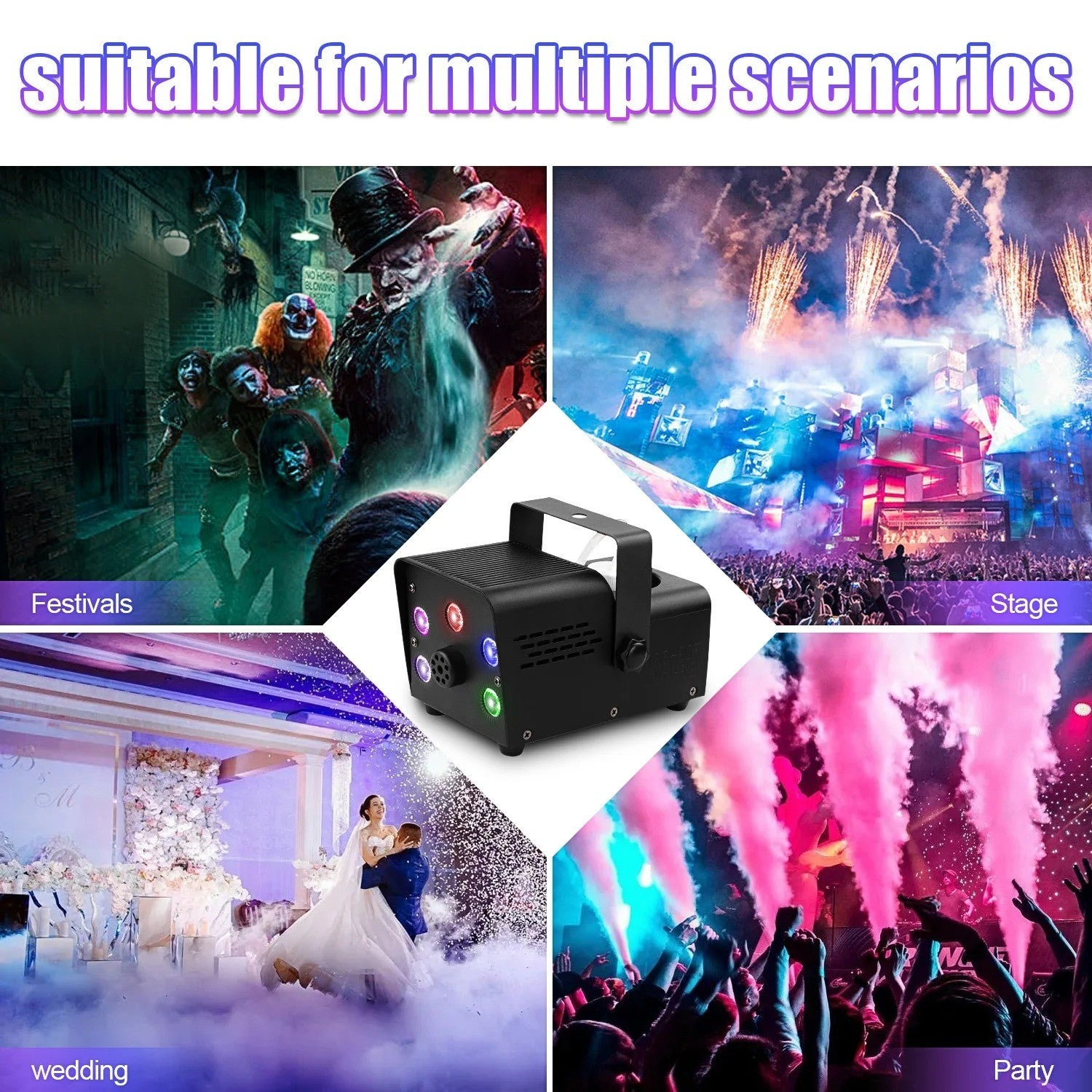 Smoke Machine for DJ Disco Party 500W Fog Machine RGB LED Beads Wireless Remote