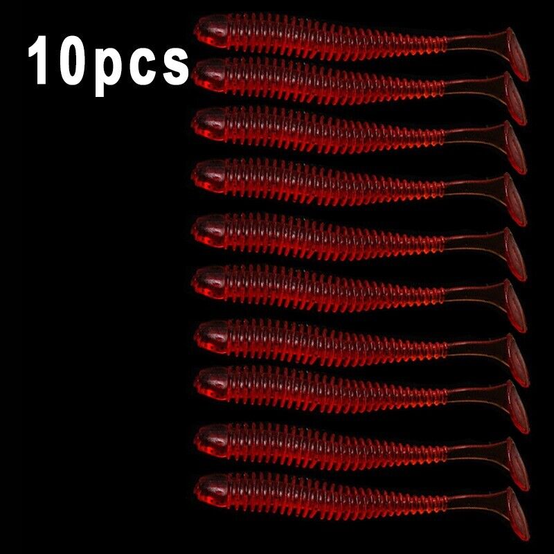 10x Soft Lures Silicone Worms 50mm Baits Jigging Wobblers Fishing Lures