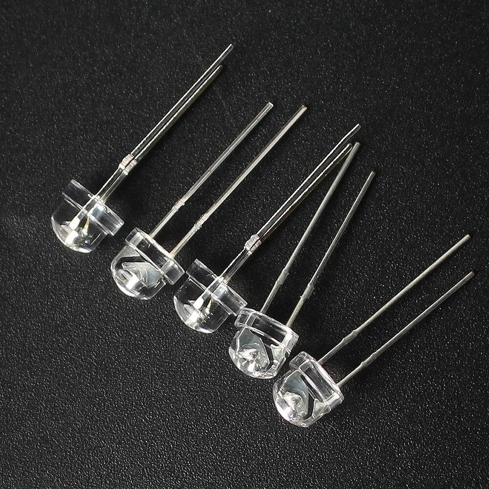 10x 5mm Led Diode Straw Hat Bright White Colour 20000mcd Lamps